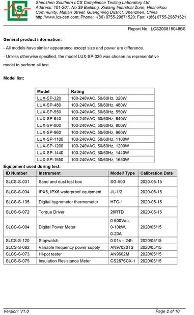 중국 Luxsun lighting Co.,Ltd 인증