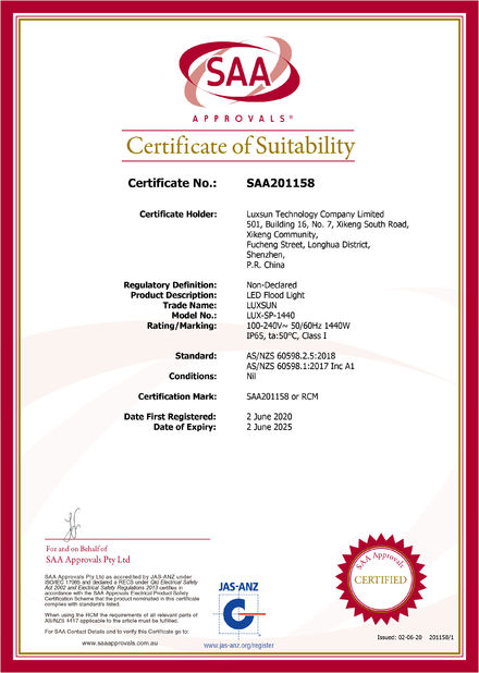 중국 Luxsun lighting Co.,Ltd 인증